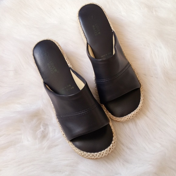 faux leather slide sandals